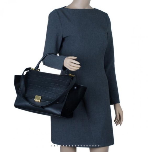 Celine Croc Embossed Medium Trapeze - Picture 2 of 16